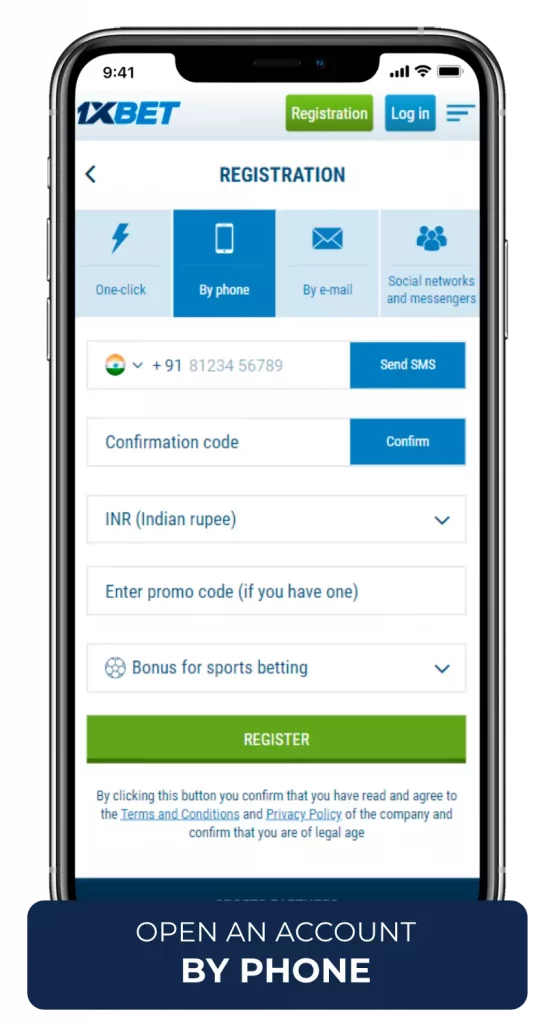 open an account 1xbet-by phone