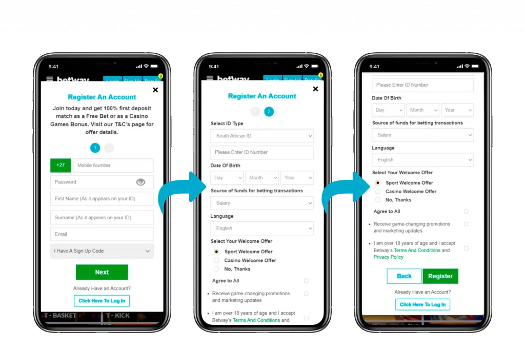 the betway registration process